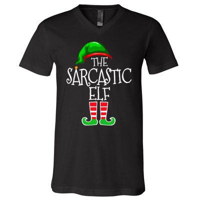 The Sarcastic Elf Matching Christmas V-Neck T-Shirt