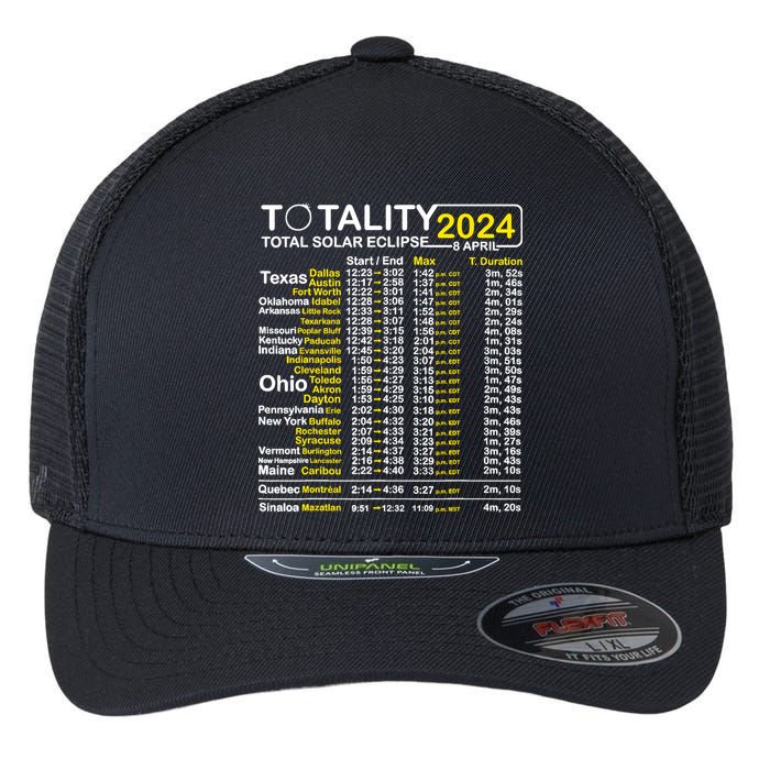 Total Solar Eclipse 2024 Time - April 8 Path Of The Eclipse Flexfit Unipanel Trucker Cap