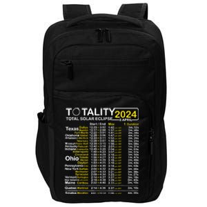 Total Solar Eclipse 2024 Time - April 8 Path Of The Eclipse Impact Tech Backpack