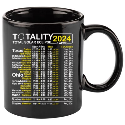 Total Solar Eclipse 2024 Time - April 8 Path Of The Eclipse 11oz C Handle Ceramic Mug