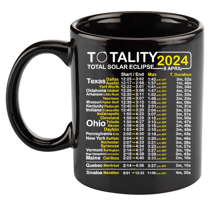 Total Solar Eclipse 2024 Time - April 8 Path Of The Eclipse 11oz C Handle Ceramic Mug