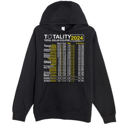 Total Solar Eclipse 2024 Time - April 8 Path Of The Eclipse Premium Pullover Hoodie