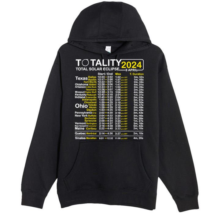 Total Solar Eclipse 2024 Time - April 8 Path Of The Eclipse Premium Pullover Hoodie