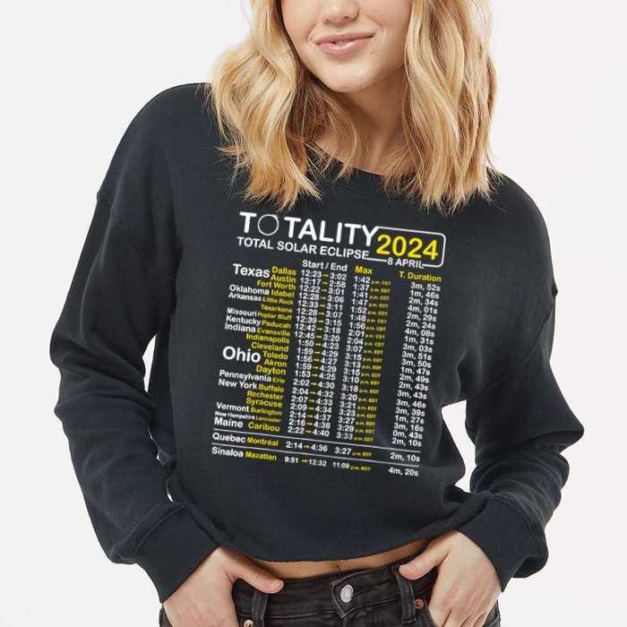 Total Solar Eclipse 2024 Time - April 8 Path Of The Eclipse Cropped Pullover Crew