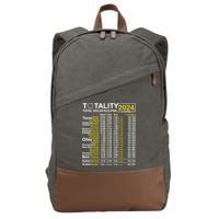 Total Solar Eclipse 2024 Time - April 8 Path Of The Eclipse Cotton Canvas Backpack