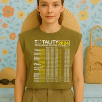 Total Solar Eclipse 2024 Time - April 8 Path Of The Eclipse Garment-Dyed Women's Muscle Tee