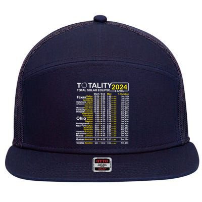 Total Solar Eclipse 2024 Time - April 8 Path Of The Eclipse 7 Panel Mesh Trucker Snapback Hat