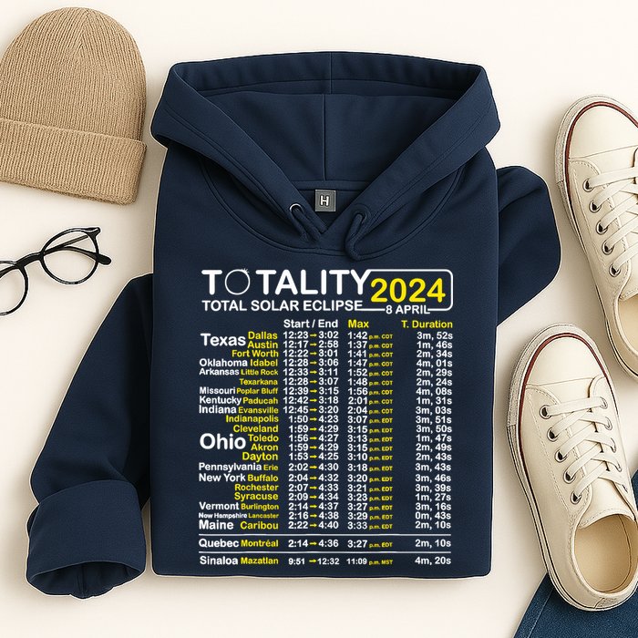 Total Solar Eclipse 2024 Time - April 8 Path Of The Eclipse Hoodie
