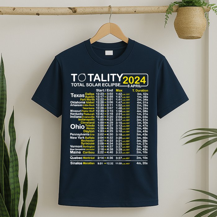 Total Solar Eclipse 2024 Time - April 8 Path Of The Eclipse T-Shirt