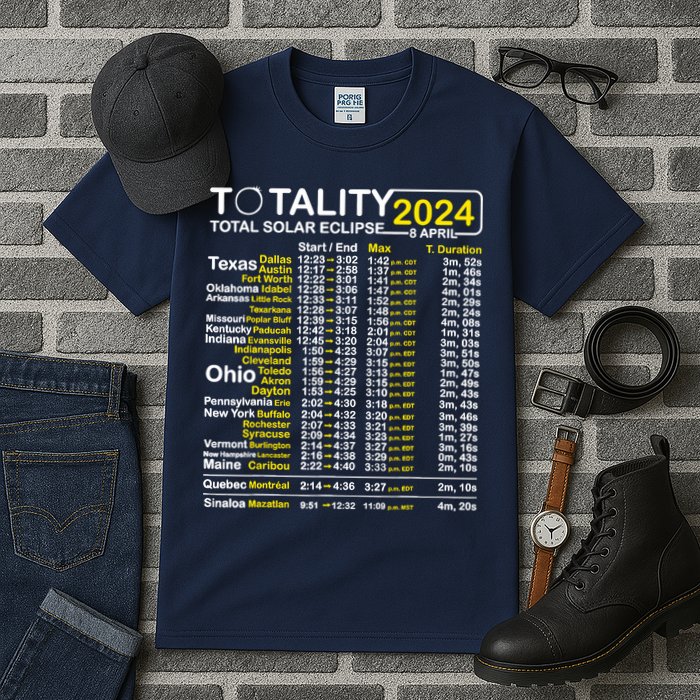 Total Solar Eclipse 2024 Time - April 8 Path Of The Eclipse Tall T-Shirt