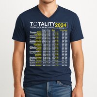 Total Solar Eclipse 2024 Time - April 8 Path Of The Eclipse V-Neck T-Shirt