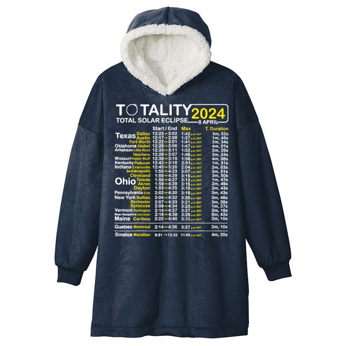 Total Solar Eclipse 2024 Time - April 8 Path Of The Eclipse Hooded Wearable Blanket