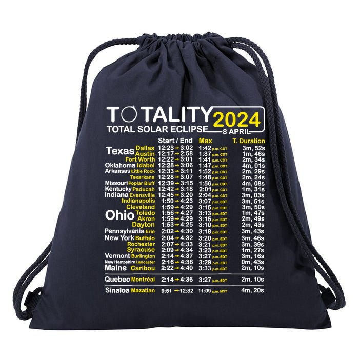 Total Solar Eclipse 2024 Time - April 8 Path Of The Eclipse Drawstring Bag