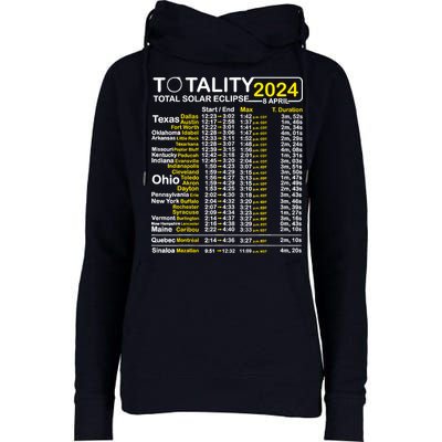 Total Solar Eclipse 2024 Time - April 8 Path Of The Eclipse Womens Funnel Neck Pullover Hood