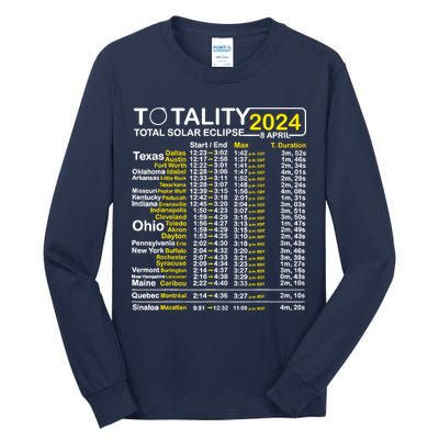 Total Solar Eclipse 2024 Time - April 8 Path Of The Eclipse Tall Long Sleeve T-Shirt