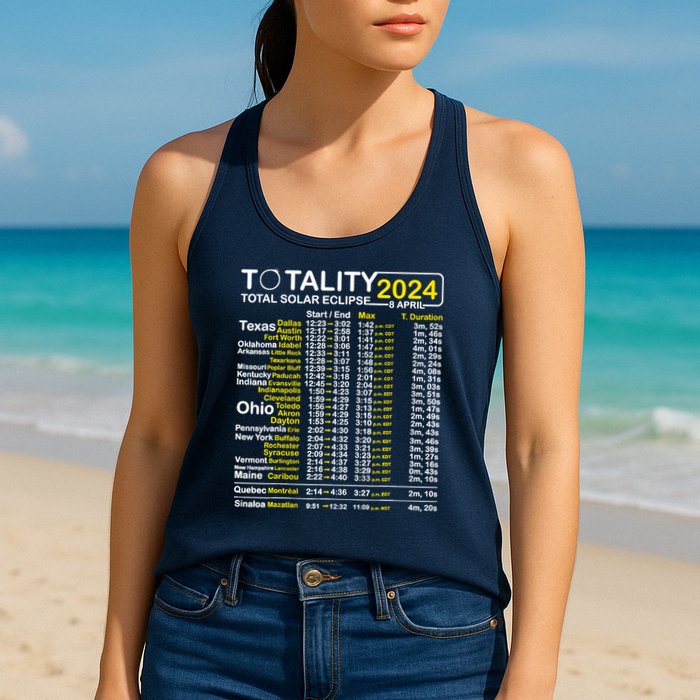 Total Solar Eclipse 2024 Time - April 8 Path Of The Eclipse Womens Tank Top