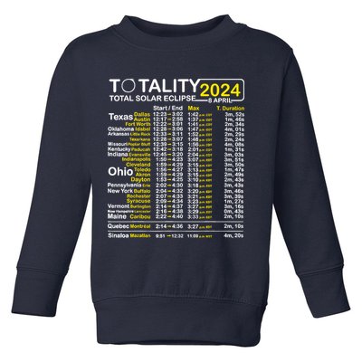 Total Solar Eclipse 2024 Time - April 8 Path Of The Eclipse Toddler Sweatshirt
