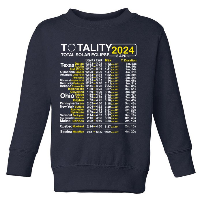 Total Solar Eclipse 2024 Time - April 8 Path Of The Eclipse Toddler Sweatshirt