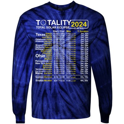 Total Solar Eclipse 2024 Time - April 8 Path Of The Eclipse Tie-Dye Long Sleeve Shirt