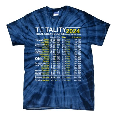 Total Solar Eclipse 2024 Time - April 8 Path Of The Eclipse Tie-Dye T-Shirt