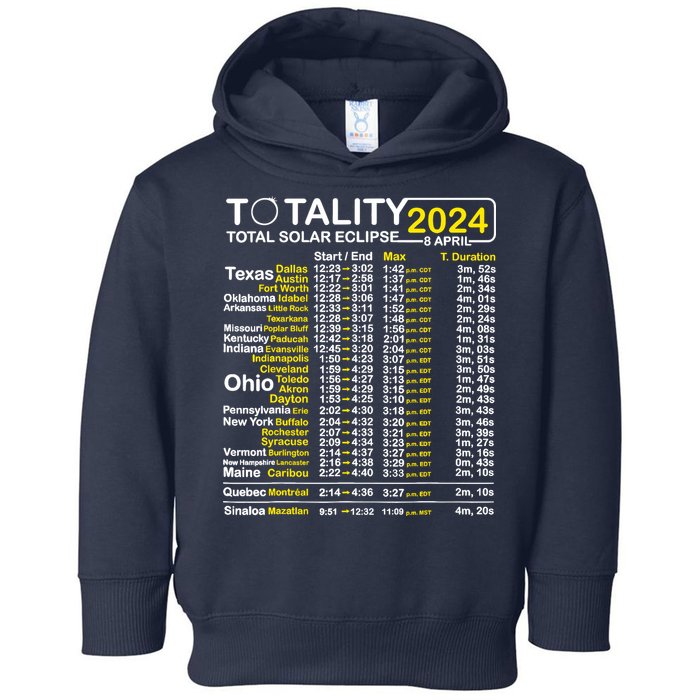 Total Solar Eclipse 2024 Time - April 8 Path Of The Eclipse Toddler Hoodie