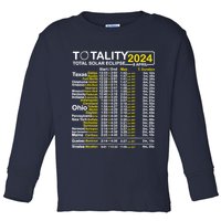 Total Solar Eclipse 2024 Time - April 8 Path Of The Eclipse Toddler Long Sleeve Shirt