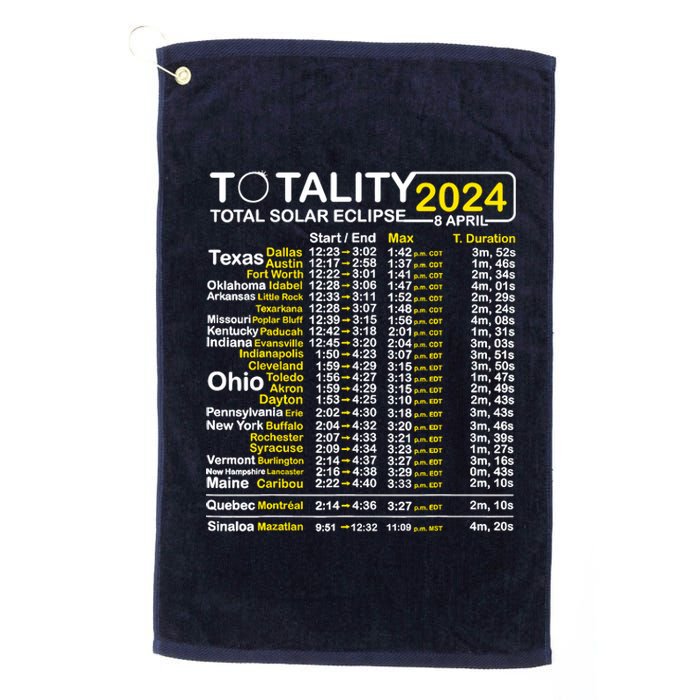 Total Solar Eclipse 2024 Time - April 8 Path Of The Eclipse Platinum Collection Golf Towel