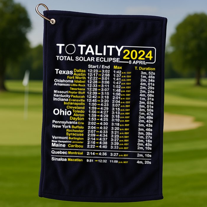 Total Solar Eclipse 2024 Time - April 8 Path Of The Eclipse Golf Towel