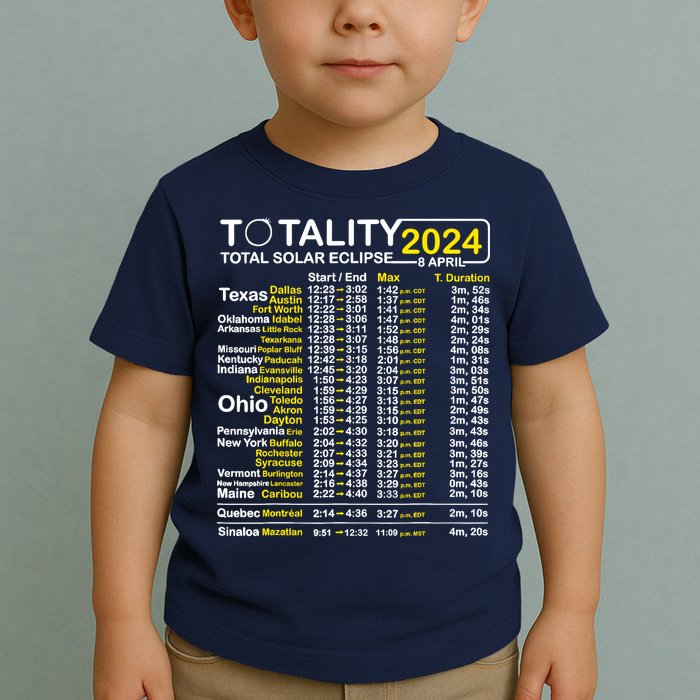 Total Solar Eclipse 2024 Time - April 8 Path Of The Eclipse Toddler T-Shirt