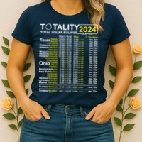 Total Solar Eclipse 2024 Time - April 8 Path Of The Eclipse Womens T-Shirt
