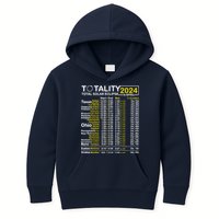 Total Solar Eclipse 2024 Time - April 8 Path Of The Eclipse Kids Hoodie