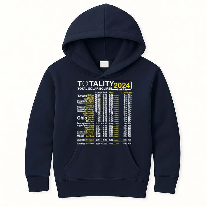 Total Solar Eclipse 2024 Time - April 8 Path Of The Eclipse Kids Hoodie