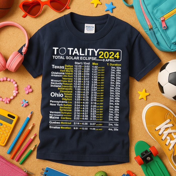 Total Solar Eclipse 2024 Time - April 8 Path Of The Eclipse Kids T-Shirt