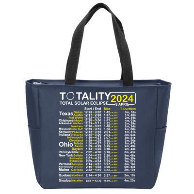 Total Solar Eclipse 2024 Time - April 8 Path Of The Eclipse Zip Tote Bag