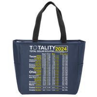 Total Solar Eclipse 2024 Time - April 8 Path Of The Eclipse Zip Tote Bag