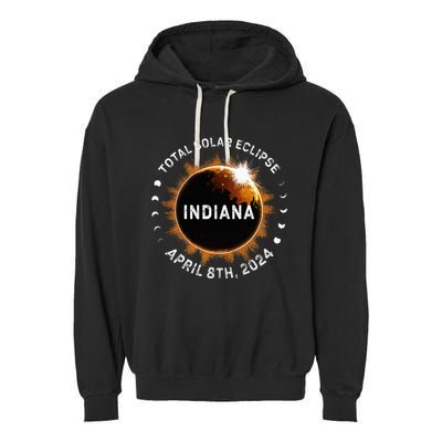 Total Solar Eclipse Path of Totality April 8th 2024 Indiana Garment-Dyed Fleece Hoodie