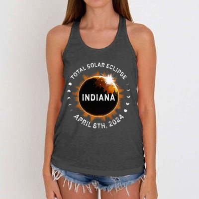 Total Solar Eclipse Path of Totality April 8th 2024 Indiana Women's Knotted Racerback Tank