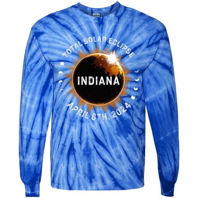 Total Solar Eclipse Path of Totality April 8th 2024 Indiana Tie-Dye Long Sleeve Shirt