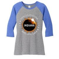 Total Solar Eclipse Path of Totality April 8th 2024 Indiana Women's Tri-Blend 3/4-Sleeve Raglan Shirt