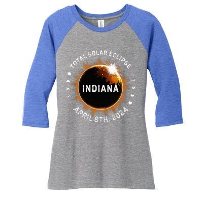 Total Solar Eclipse Path of Totality April 8th 2024 Indiana Women's Tri-Blend 3/4-Sleeve Raglan Shirt