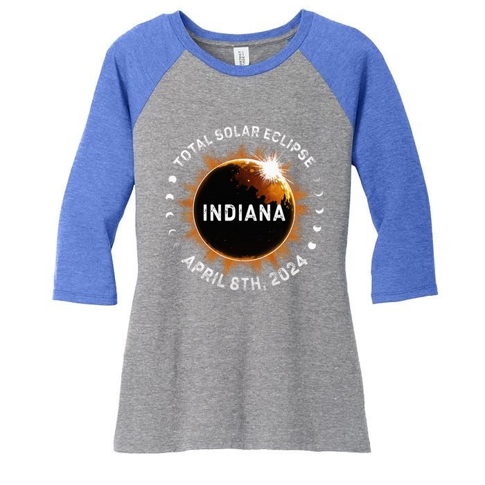 Total Solar Eclipse Path of Totality April 8th 2024 Indiana Women's Tri-Blend 3/4-Sleeve Raglan Shirt