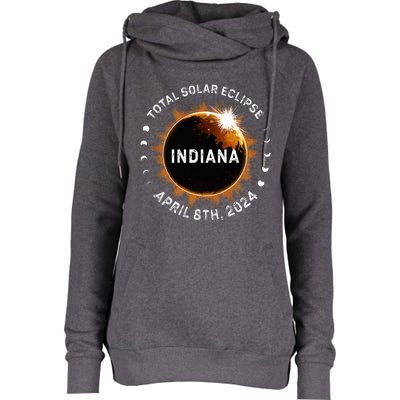 Total Solar Eclipse Path of Totality April 8th 2024 Indiana Womens Funnel Neck Pullover Hood