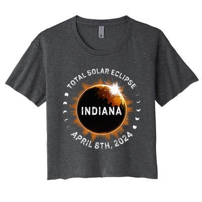 Total Solar Eclipse Path of Totality April 8th 2024 Indiana Women's Crop Top Tee