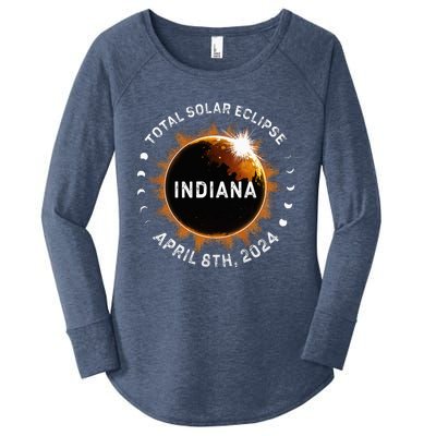 Total Solar Eclipse Path of Totality April 8th 2024 Indiana Women's Perfect Tri Tunic Long Sleeve Shirt