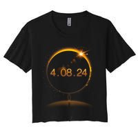 Total Solar Eclipse April 8 2024 Women's Crop Top Tee