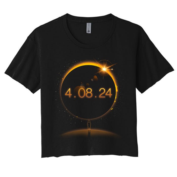 Total Solar Eclipse April 8 2024 Women's Crop Top Tee