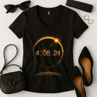 Total Solar Eclipse April 8 2024 Women's V-Neck T-Shirt