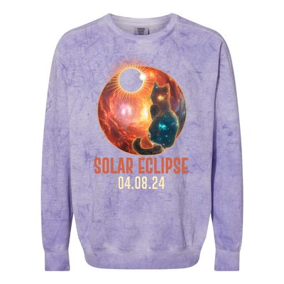 Total Solar Eclipse Galaxy Space Cat Colorblast Crewneck Sweatshirt