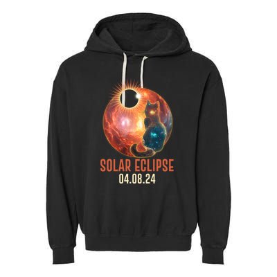 Total Solar Eclipse Galaxy Space Cat Garment-Dyed Fleece Hoodie