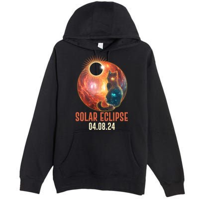 Total Solar Eclipse Galaxy Space Cat Premium Pullover Hoodie